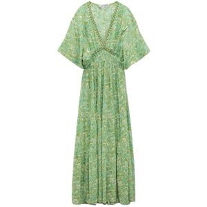 Zara Green Paisley Printed Smocked Waist Midi Dress
